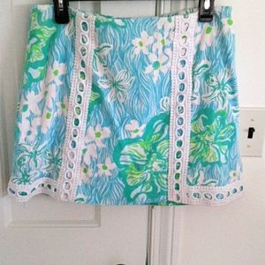 Lilly Pulitzer Blue and Green Floral Skort